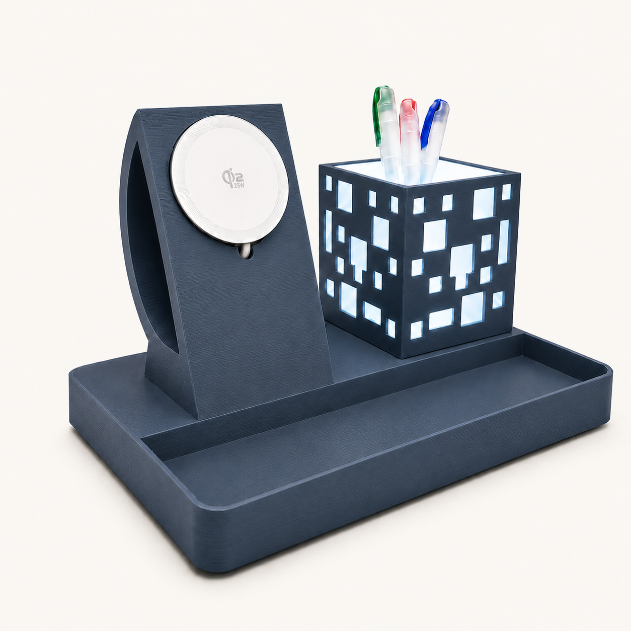 Cube Dock – MagSafe Charging Station with LED Pen Holder & Desk Organizer