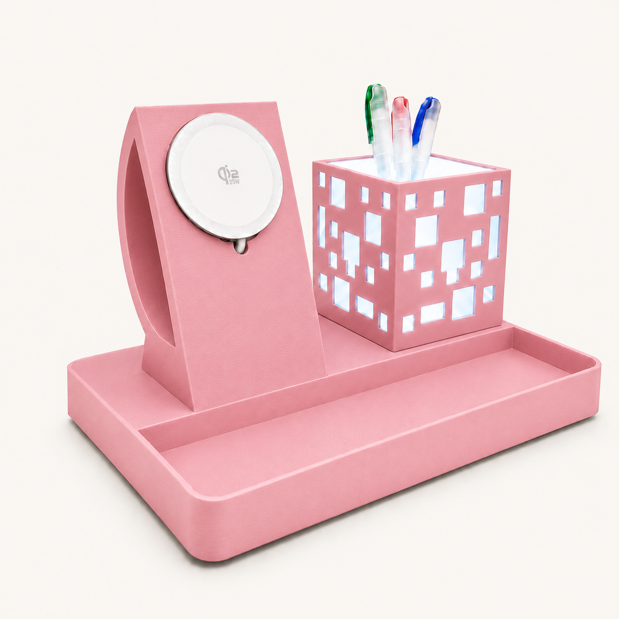 Cube Dock – MagSafe Charging Station with LED Pen Holder & Desk Organizer