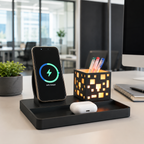 Cube Dock – MagSafe Charging Station with LED Pen Holder & Desk Organizer