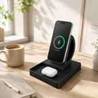 MagSafe Charging Stand with Catch-All Tray – 25W Fast Wireless Charger, StandBy Mode, Desk Organizer
