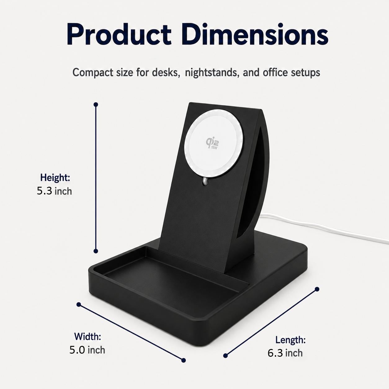 MagSafe Charging Stand with Catch-All Tray – 25W Fast Wireless Charger, StandBy Mode, Desk Organizer