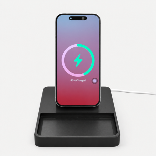 MagSafe Charging Stand with Catch-All Tray – 25W Fast Wireless Charger, StandBy Mode, Desk Organizer