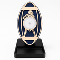 Football Wireless Charger Stand in Midnight Navy and Burgundy Red with lace detailing and player silhouette cutout, 25W Qi2 MagSafe charging, made in USA from plant-based PLA