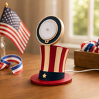 Wireless Charger Gift for Him, Patriotic Gift for Dad, Uncle Sam Hat Decor, Fathers Day Gift, Phone Charger Stand, Patriotic Gifts for Men