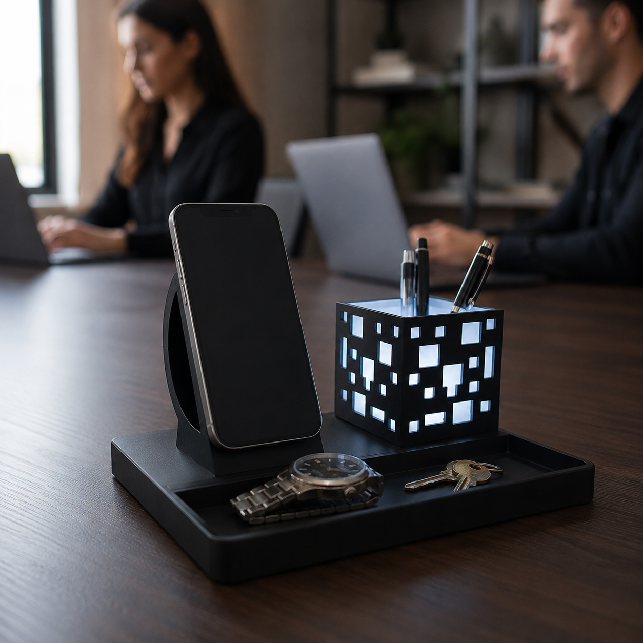 Cube Dock – MagSafe Charging Station with LED Pen Holder & Desk Organizer
