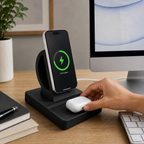 MagSafe Charging Stand with Catch-All Tray – 25W Fast Wireless Charger, StandBy Mode, Desk Organizer