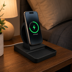 MagSafe Charging Stand with Catch-All Tray – 25W Fast Wireless Charger, StandBy Mode, Desk Organizer