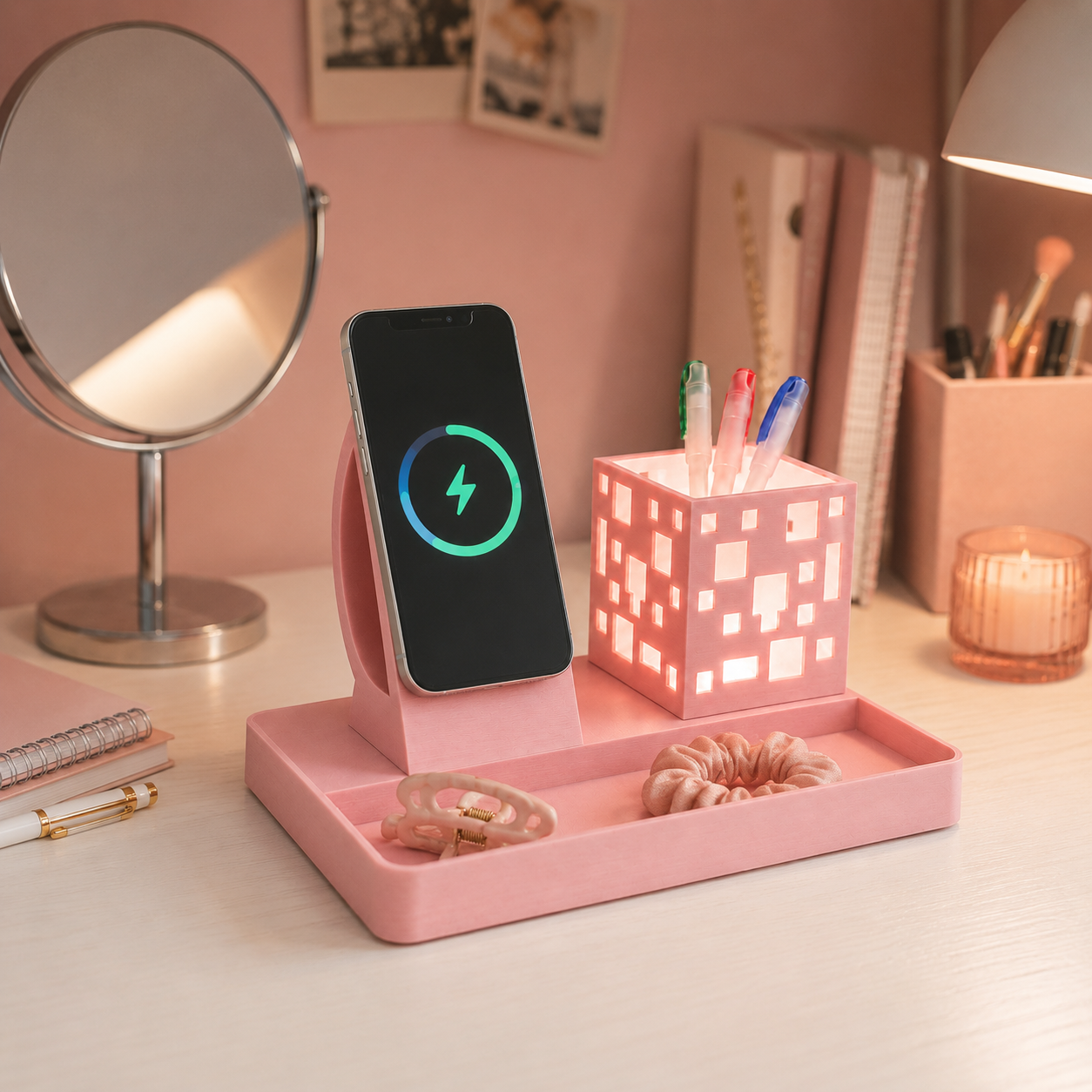 Cube Dock – MagSafe Charging Station with LED Pen Holder & Desk Organizer
