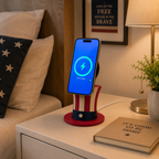 Wireless Charger Gift for Him, Patriotic Gift for Dad, Uncle Sam Hat Decor, Fathers Day Gift, Phone Charger Stand, Patriotic Gifts for Men