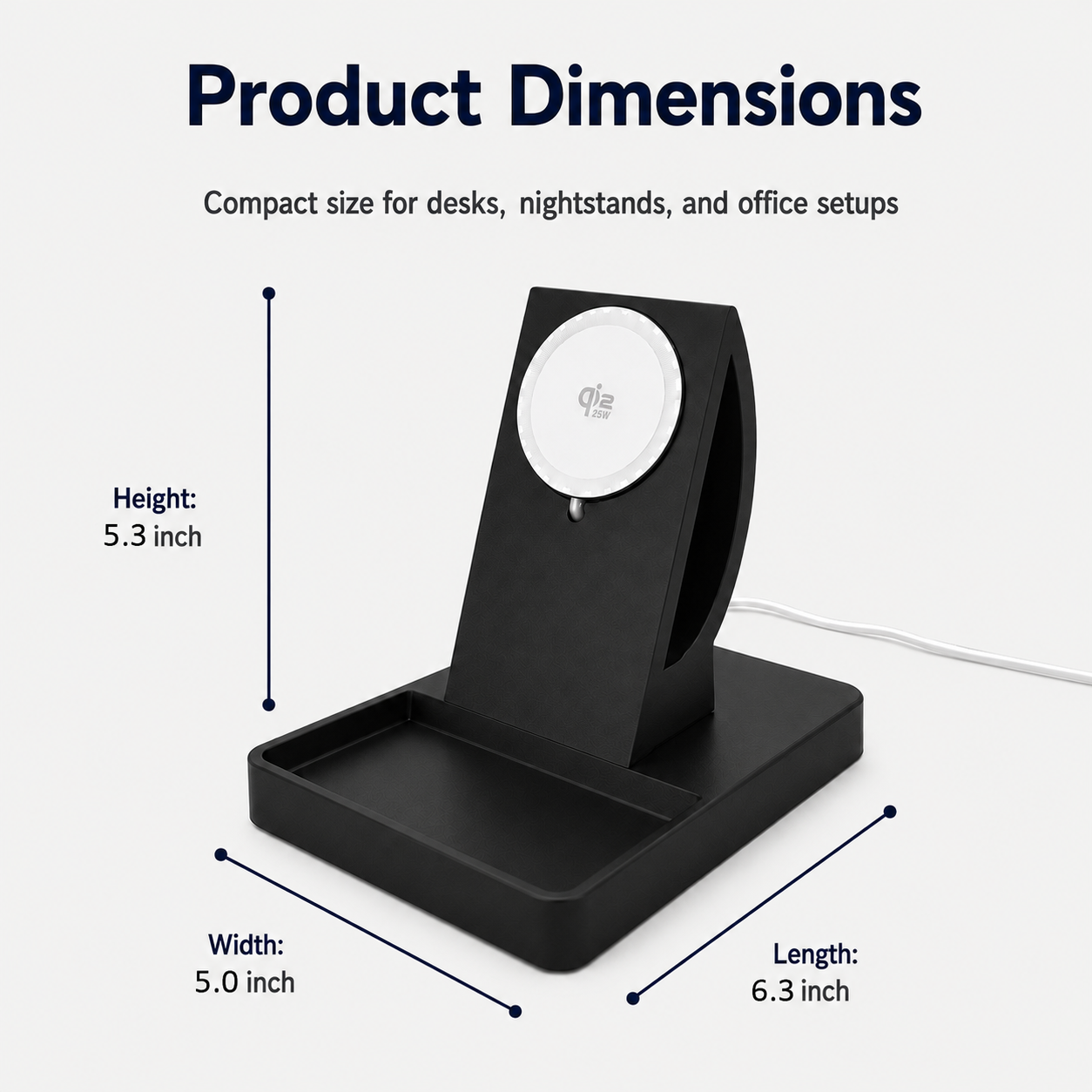 MagSafe Charging Stand with Tray – 25W Wireless Charger for iPhone