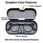 Cute Character Glasses Case | Hard Shell Magnetic Eyeglass Holder, Eco-Friendly, Felt Lined, Funny Gift