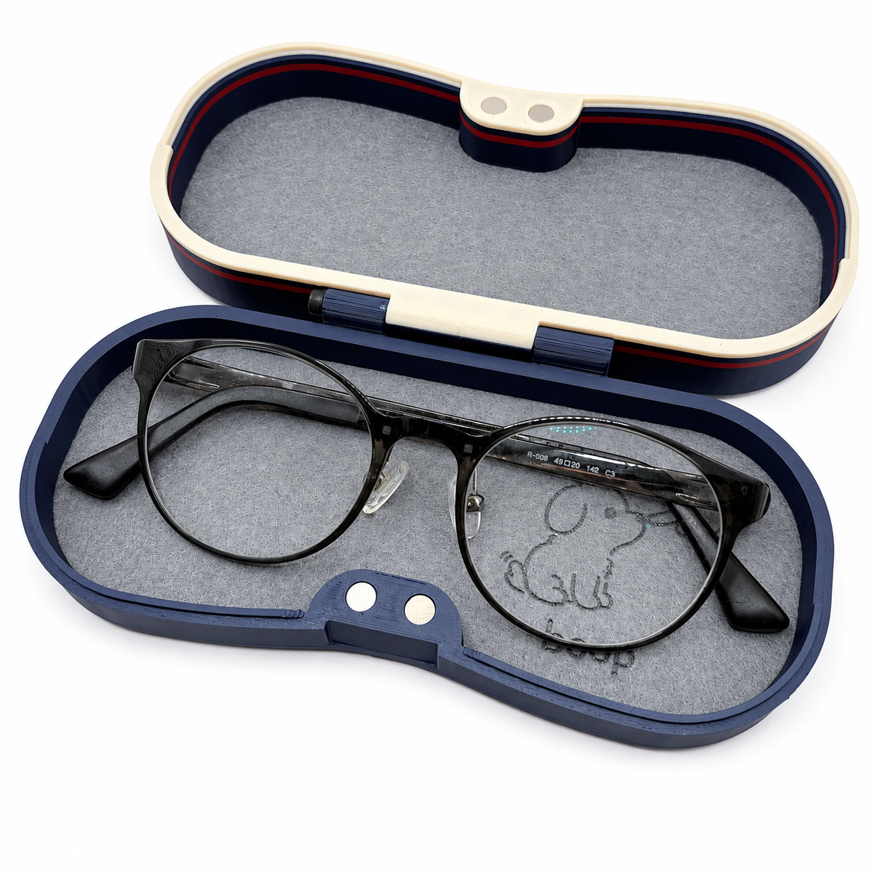 Cute Character Glasses Case | Hard Shell Magnetic Eyeglass Holder, Eco-Friendly, Felt Lined, Funny Gift