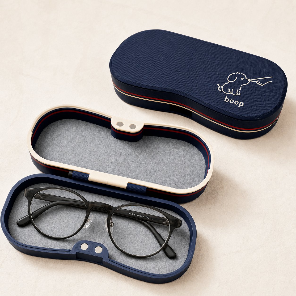 Cute Character Glasses Case | Hard Shell Magnetic Eyeglass Holder, Eco-Friendly, Felt Lined, Funny Gift