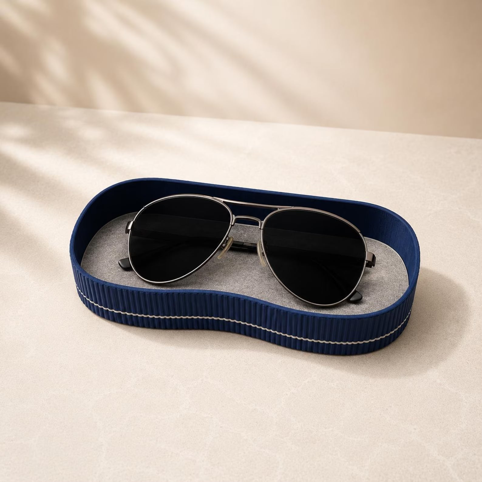 Eco-Friendly Eyeglass Tray | Navy Ribbed Valet